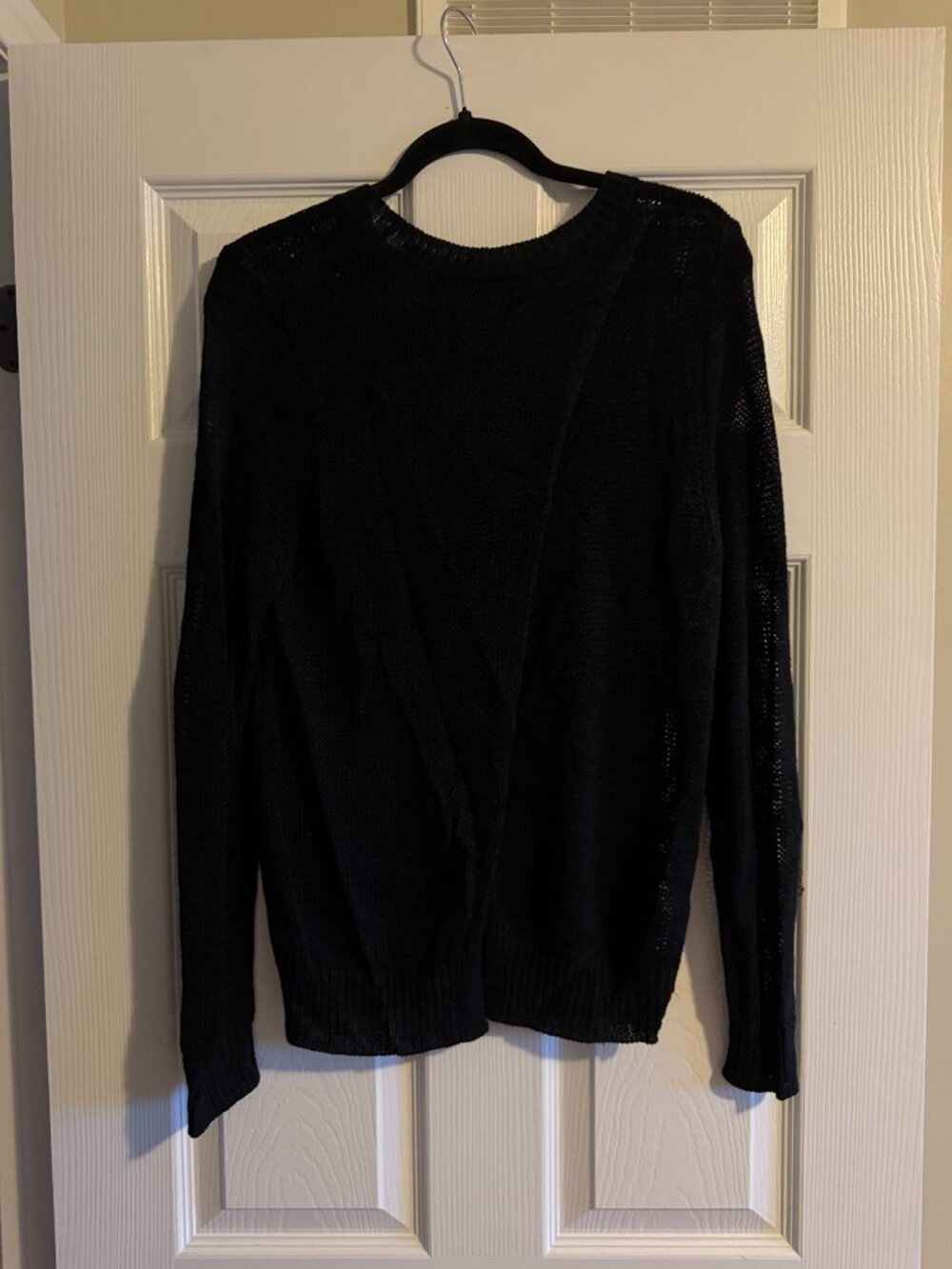 Babaton Aritzia Black Linen & Silk Open Knit Sweater – Size Large - Picture 3 of 4